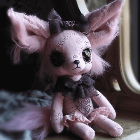 Gothic Pink Fox Stuffed Animal