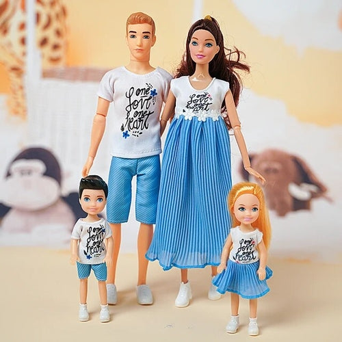 1/6 Barbi Doll Family Set - Mom, Dad, and Kids (Set of 4) - 30cm