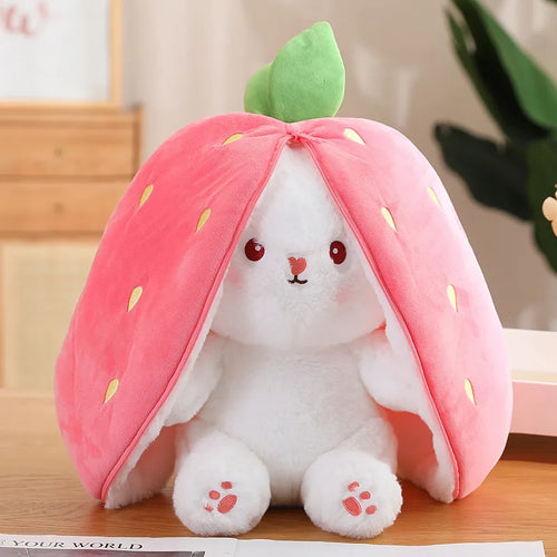 Soft and Adorable Strawberry Rabbit Plush Toys with Hidden Kawaii Bunny in Sizes 20-45cm