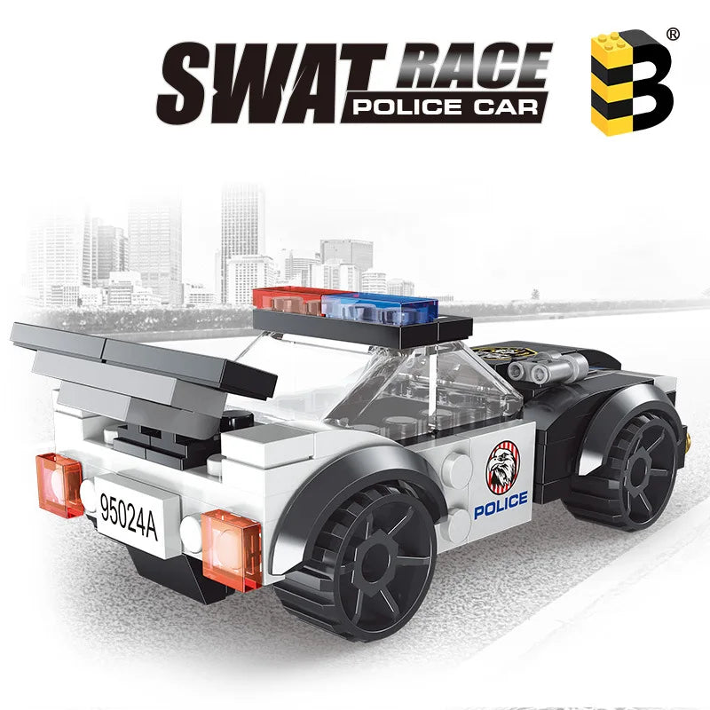 Black Police Car Building Blocks Toy Set