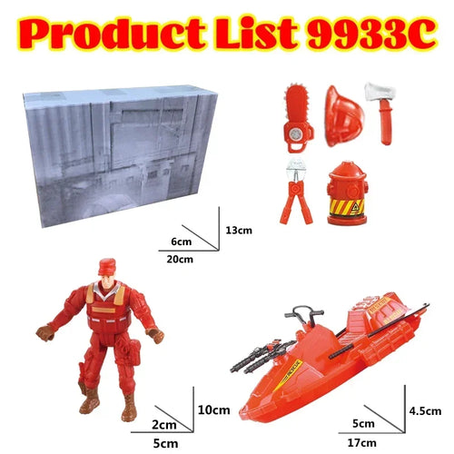 7 in 1 Kids City Fire Fighting Toy Set with Simulation Helicopter and Speedboat