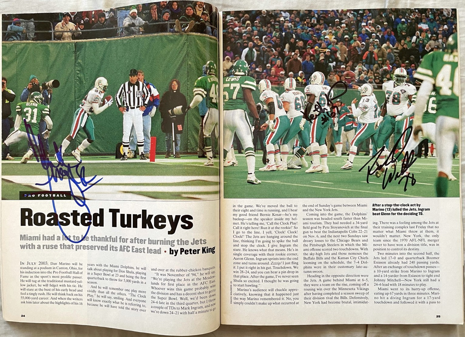 Mark Ingram Keith Sims Richmond Webb autographed Miami Dolphins 1994 Sports Illustrated Fake Spike photo