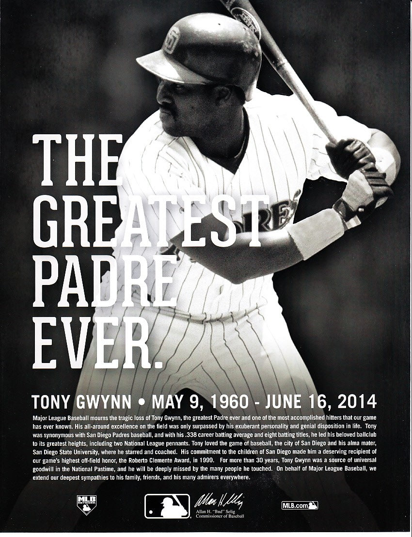 Tony Gwynn San Diego Padres June 26 2014 Memorial foldout program