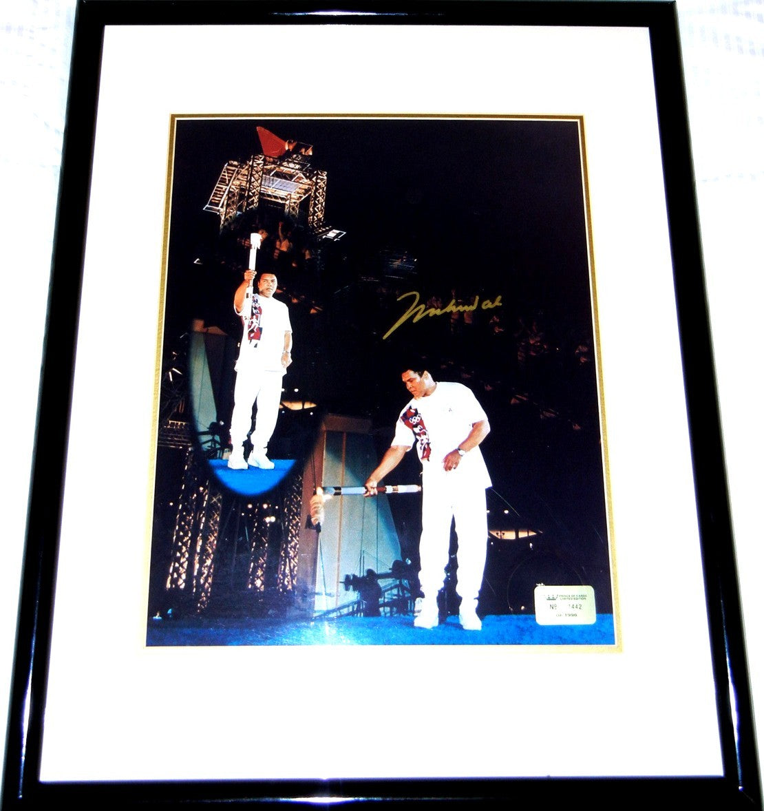 Muhammad Ali autographed 1996 Olympic Torch 16x20 poster size photo custom framed #/1996