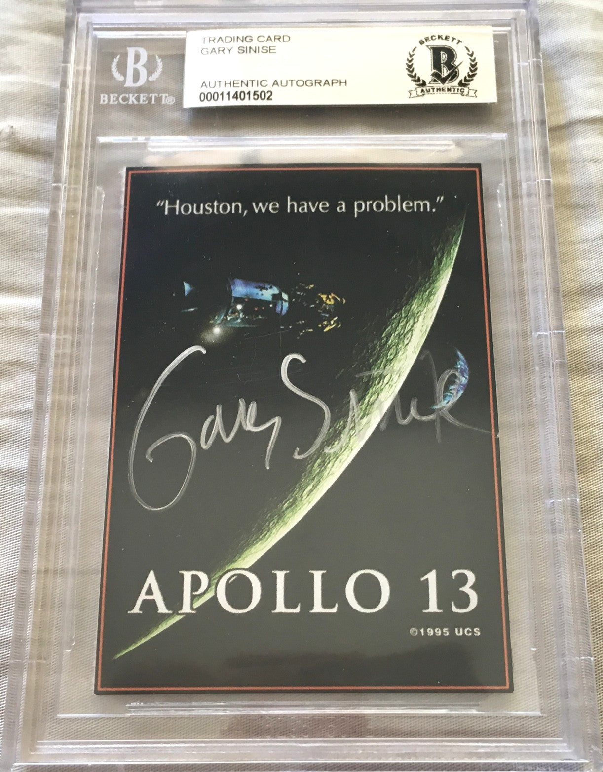 Gary Sinise autographed Apollo 13 movie 1995 promo card BAS slabbed