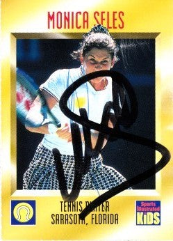Monica Seles autographed 1996 Sports Illustrated for Kids tennis card