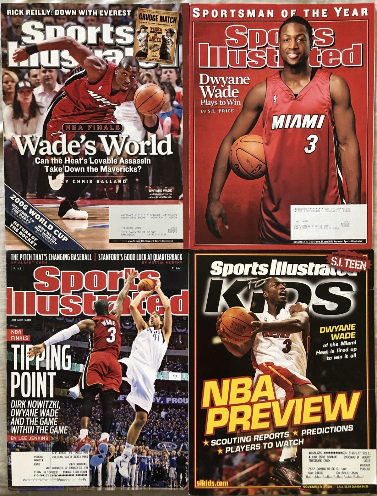 Dwayne Wade Miami Heat lot of 4 Sports Illustrated and SI for Kids magazines 2005 2006 and 2011