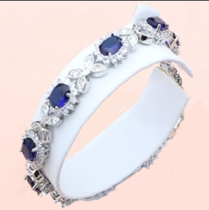 925 Sterling Silver Blue Sapphire White Crystal Jewelry Set Ring Size 6