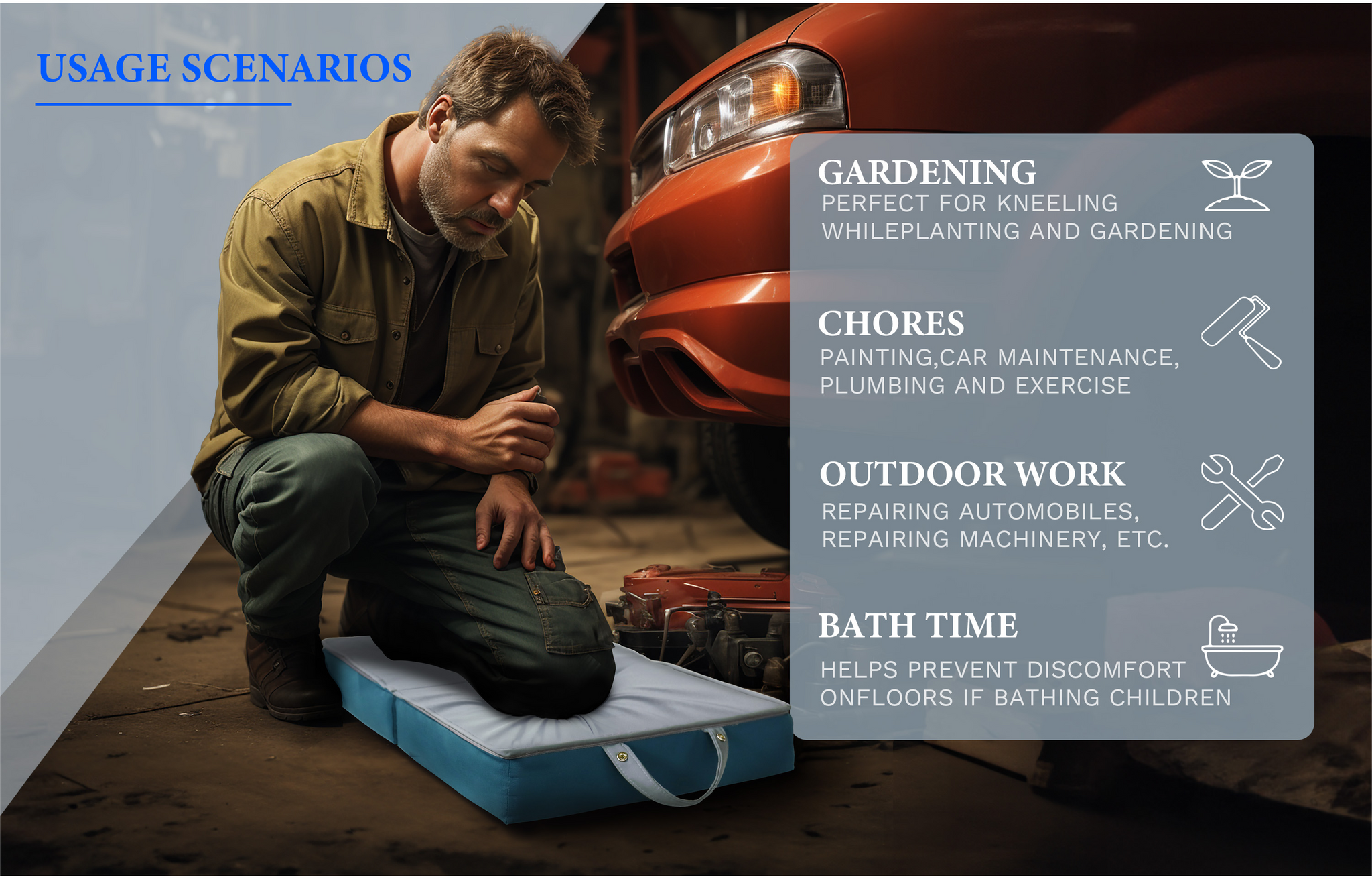 Daneey Waterproof Foam Extra Thick Kneeling Mat Pad is a perfect tool for gardeners and contractors. With waterproof features, it provides extra thick cushion for your knees to protect against hard and cold surfaces. Perfect for any outdoor activities and jobs.