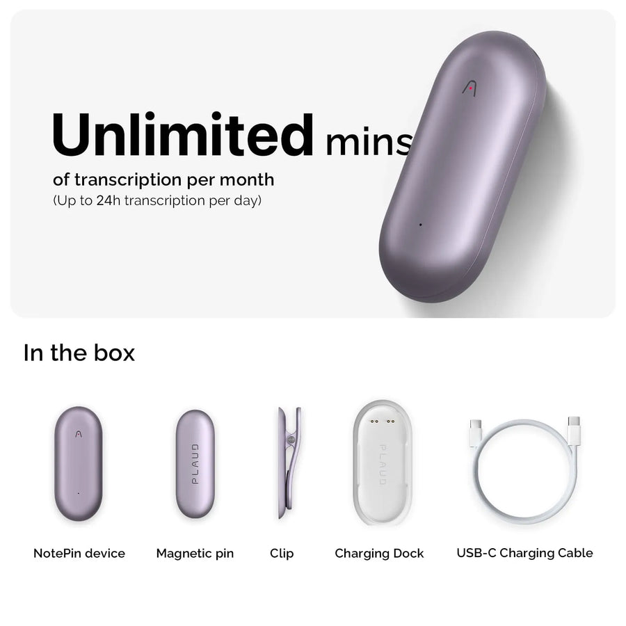 Plaud NotePin & AI Annual Unlimited Plan
