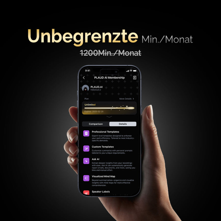 PLAUD NOTE & KI Unbegrenzter Jahresplan
