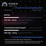PLAUD KI Transkriptionskontingent
