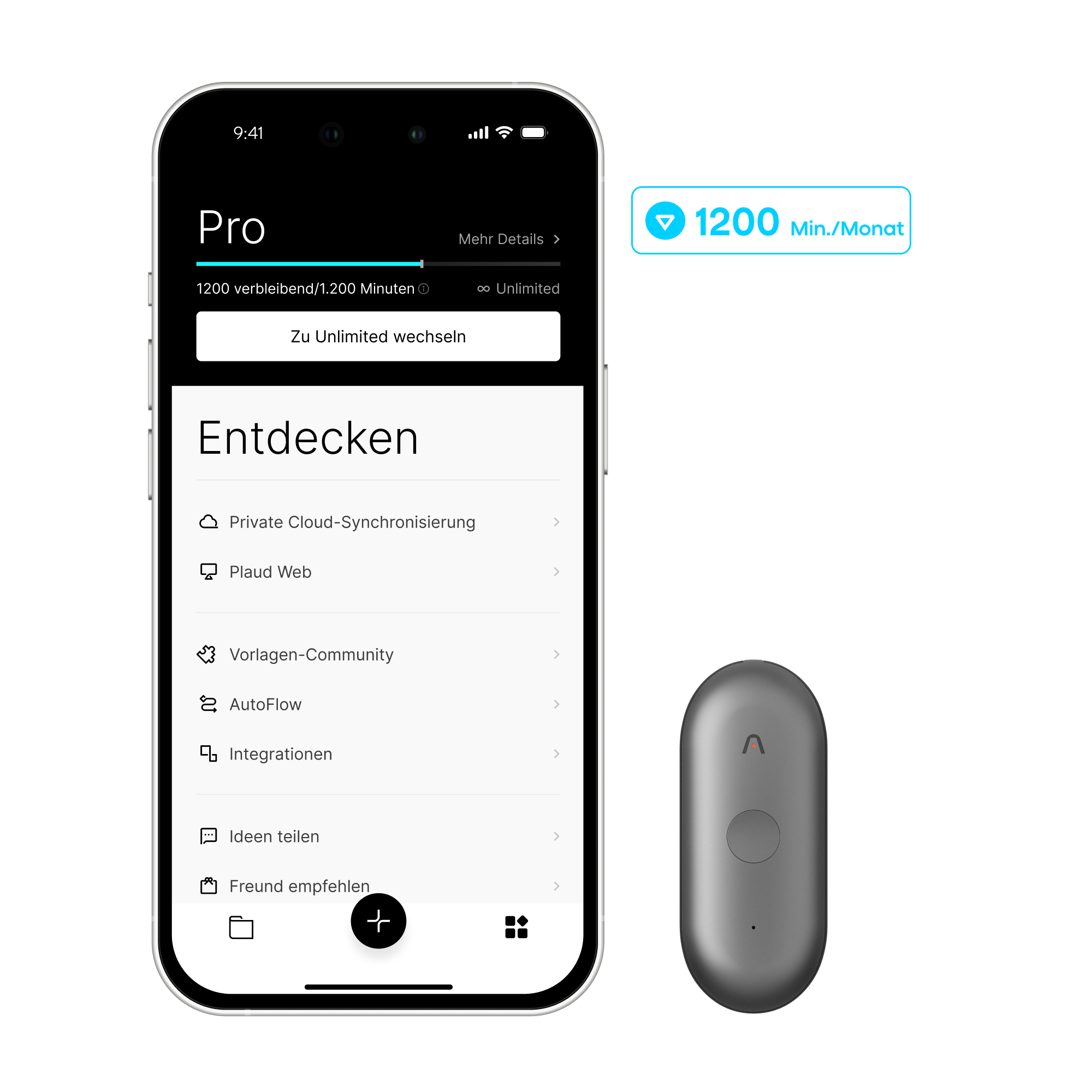 Plaud NotePin S & Kl Pro-Jahresabo