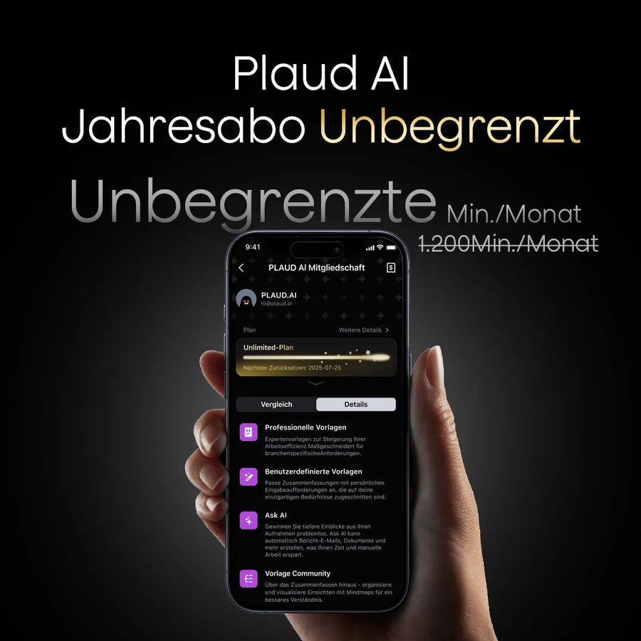 Plaud Note & KI Unbegrenzter Jahresplan
