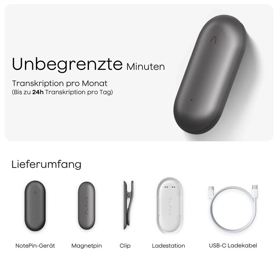 Plaud NotePin & KI Unbegrenzter Jahresplan
