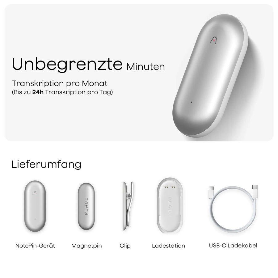 Plaud NotePin & KI Unbegrenzter Jahresplan
