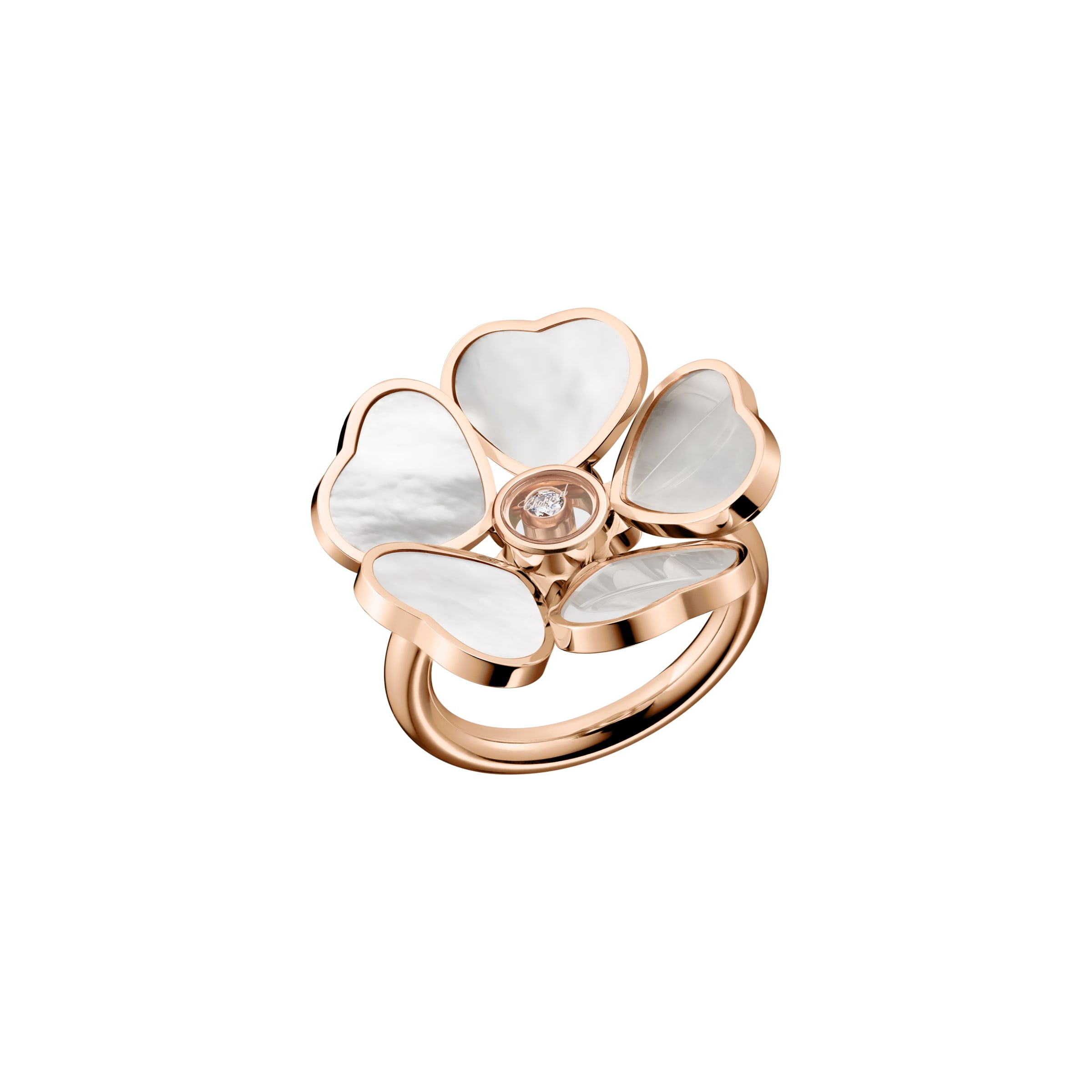 HAPPY HEARTS FLOWERS RING, ETHICAL ROSE GOLD, DIAMOND, MOTHER-OF-PEARL 82A085-5300