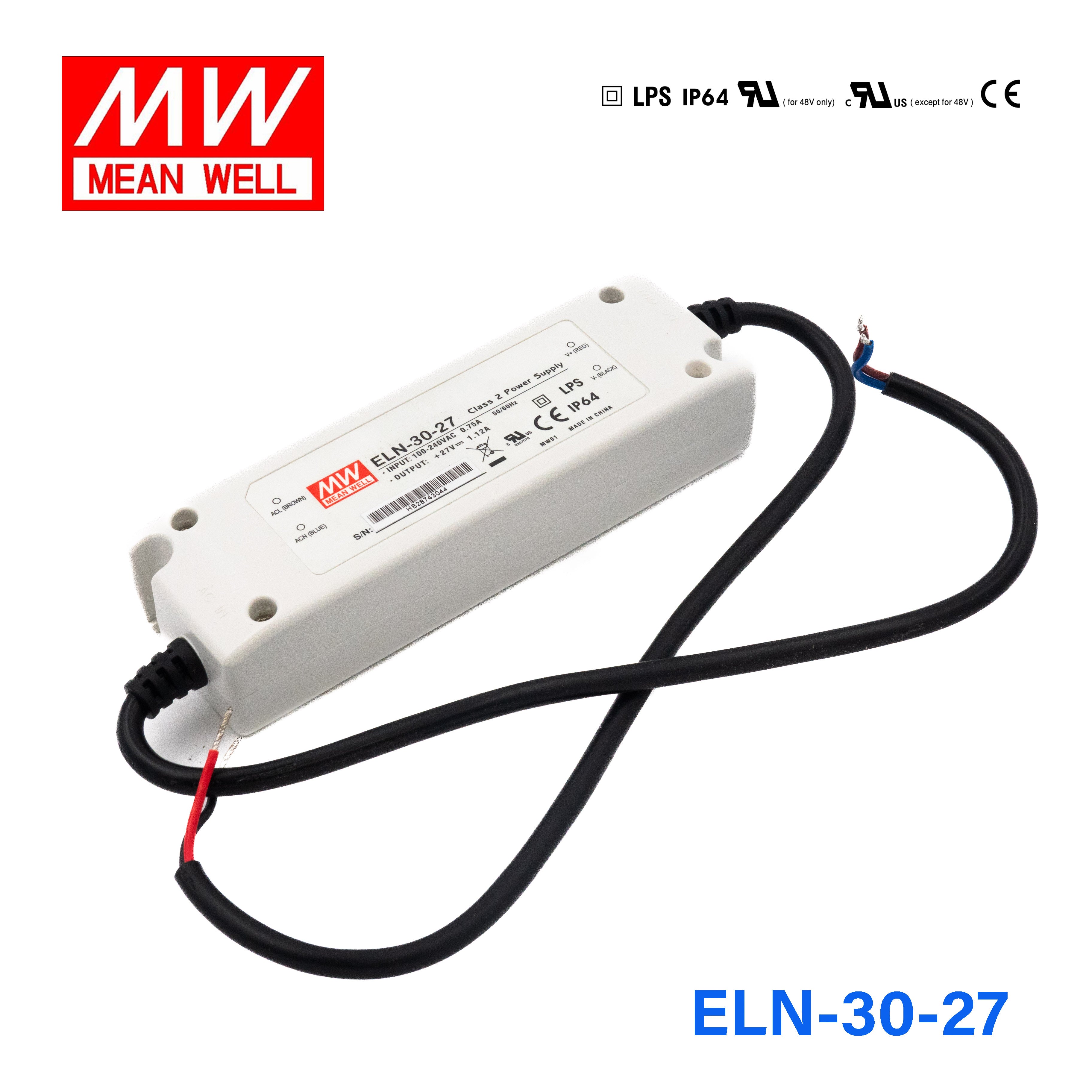 Mean Well ELN-30-27 LED Power Supplies 30.24W 27V 1.12A