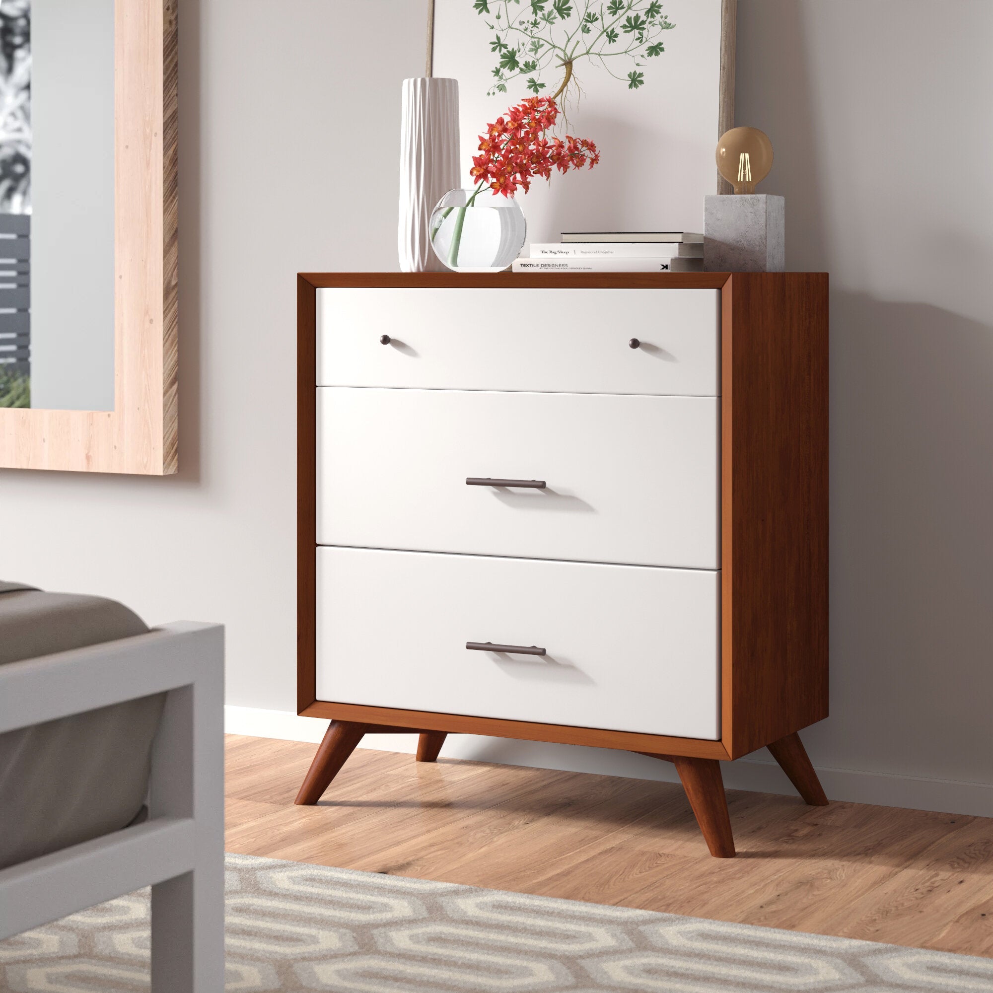 Alpine Furniture Flynn 3 Drawer Accent Chest in Two-Tone