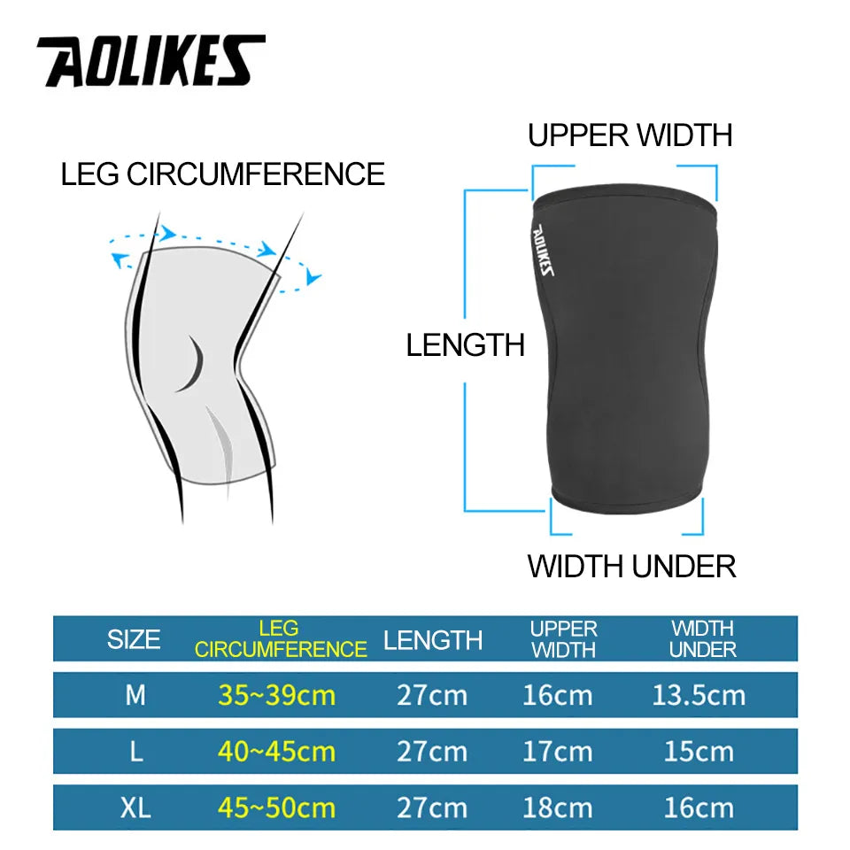AOLIKES 1 Pair 7mm Neoprene Sports Kneepads Compression Weightlifting Pressured Crossfit Support Men and Women