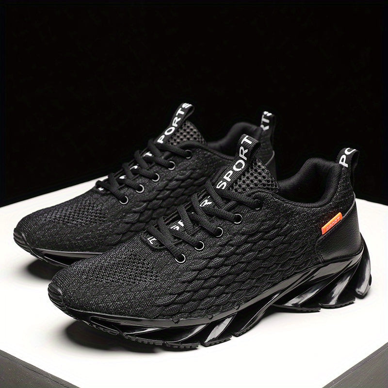 Fashion Solid Color Blade Type Sports Sneakers High Impact Wear Resistance Lace Up Weaving Running Shoes
