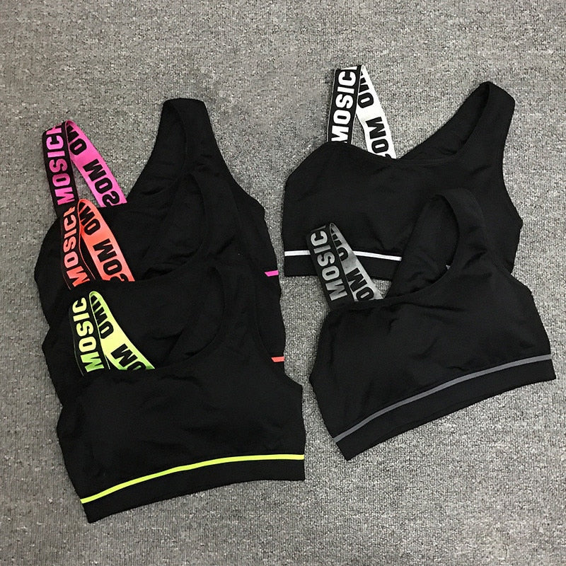 New Letter Cut Out Sports Bra Fitness Yoga Push up  Gym Padded Sports Top Athletic Sexy  Workout Running Clothing P165