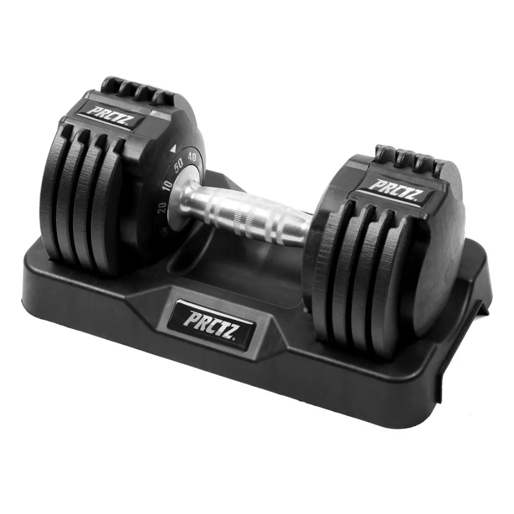 10-50 lb Quick Select Adjustable Dumbbell, Enhanced 3-Point Safety Locking System, Single, Black