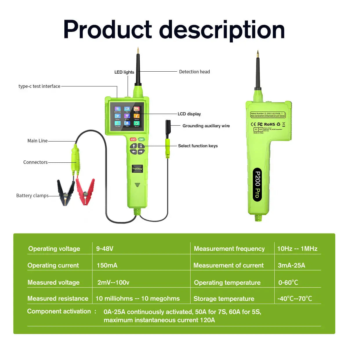 Product description of Circuit Tester P200Pro
