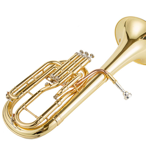 AUROSUS Alto Horn with 3 Piston Valves for Students, Gold Lacquer Finish and Yellow Brass Bell