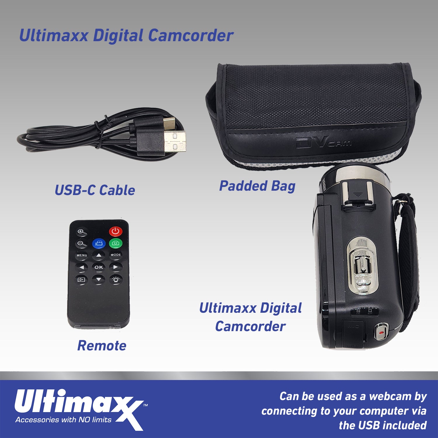 Ultimaxx 4K Ultra HD Camcorder Video Vlogging Camera  with LED Light 42MP, 18x Digital Zoom with Remote Control 3.0