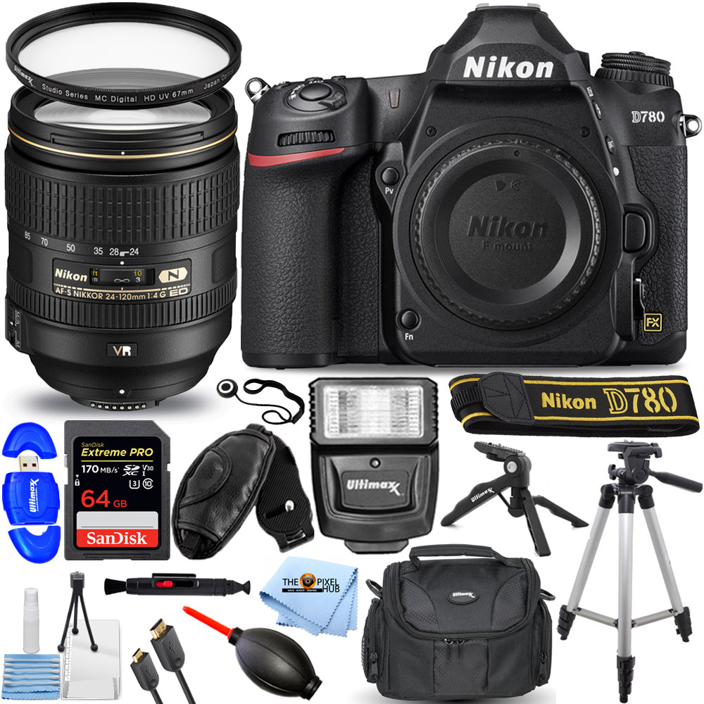 Nikon D780 DSLR Camera and AF-S NIKKOR 24-120mm Lens - 15PC Accessory Bundle