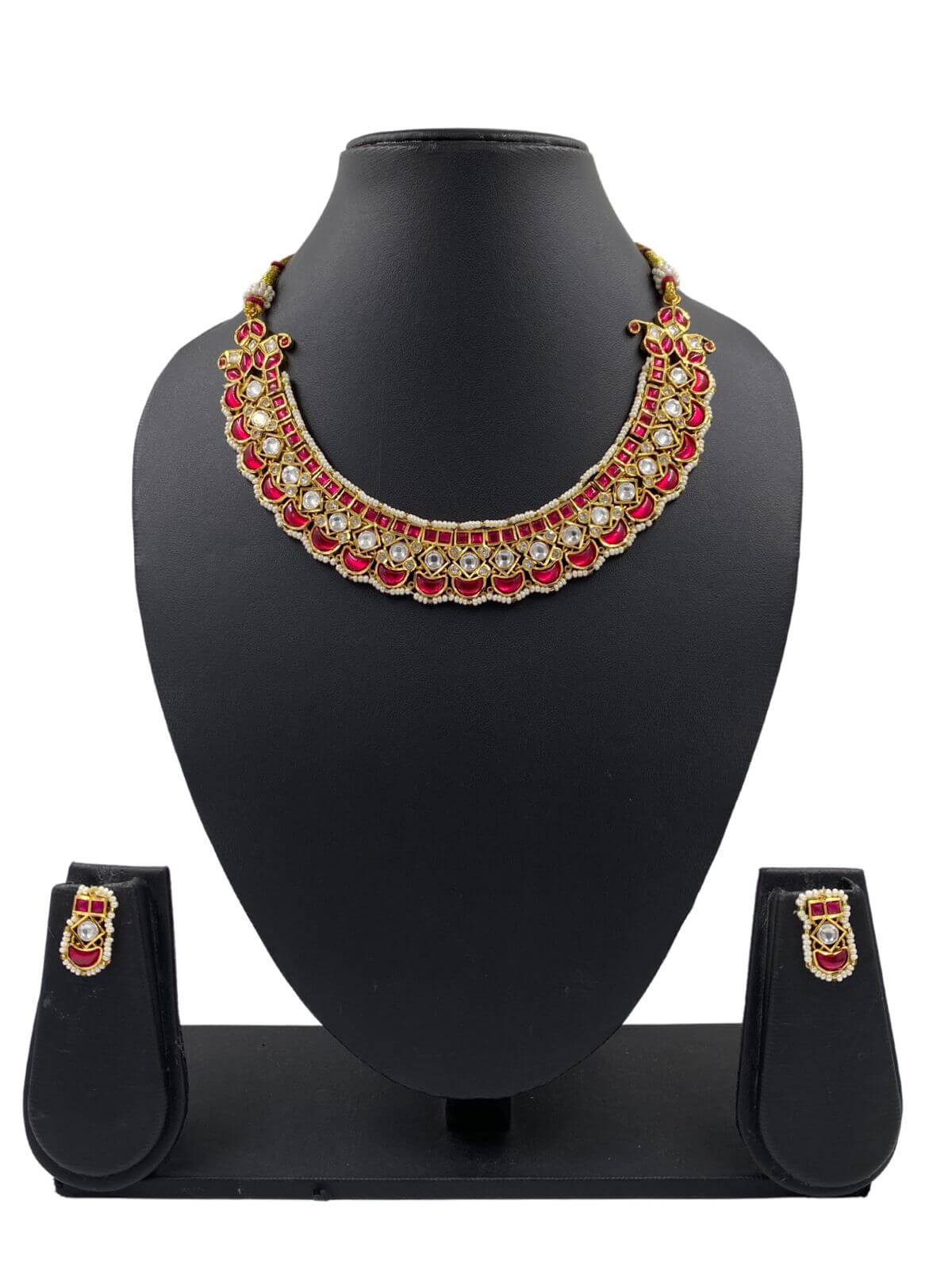 Siya Gold Plated Ruby And Polki Jewellery Necklace Set For Women