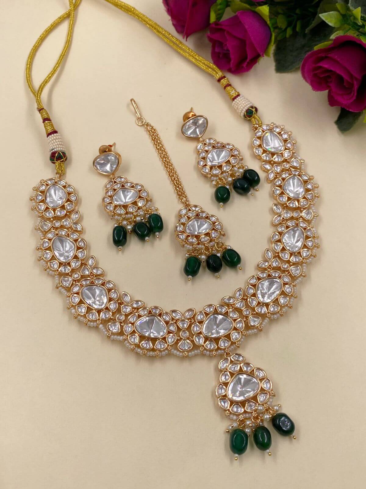 Mohini Designer Polki Wedding Jewellery Necklace Set By Gehna Shop