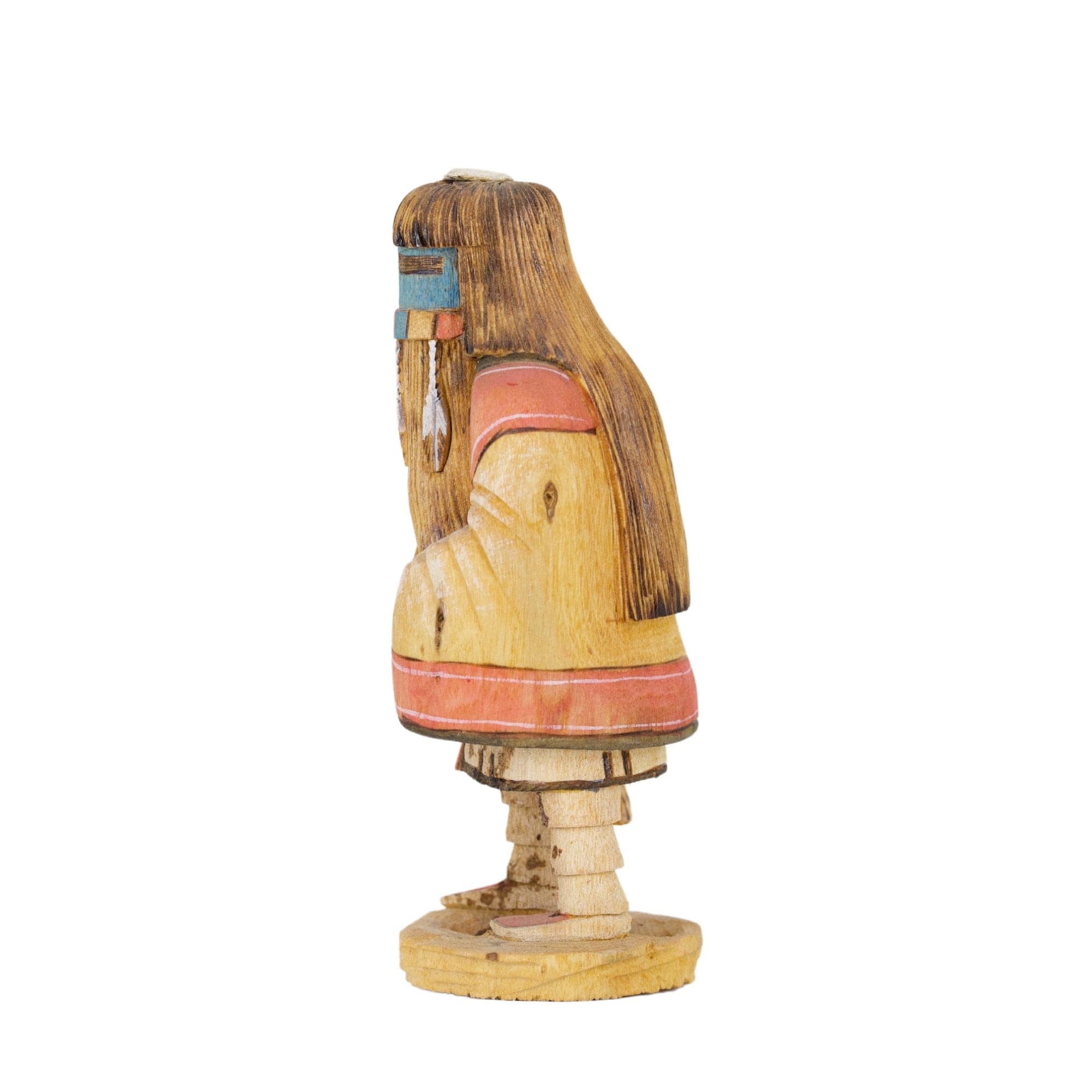 Intricately Detailed Wooden Native American Statue