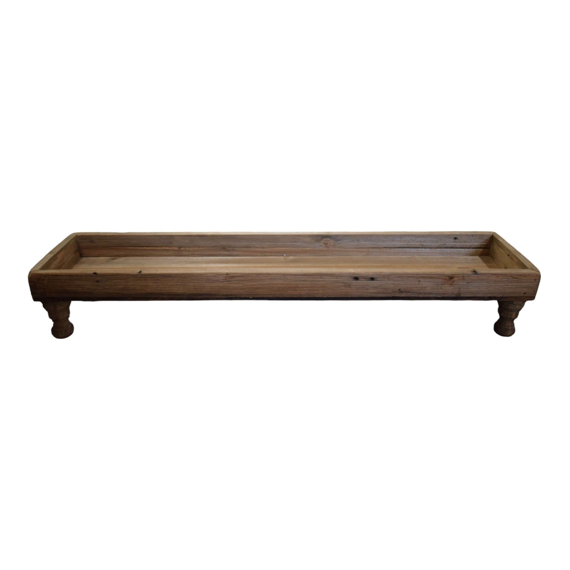 Large Wooden Serving Tray on Turned Legs