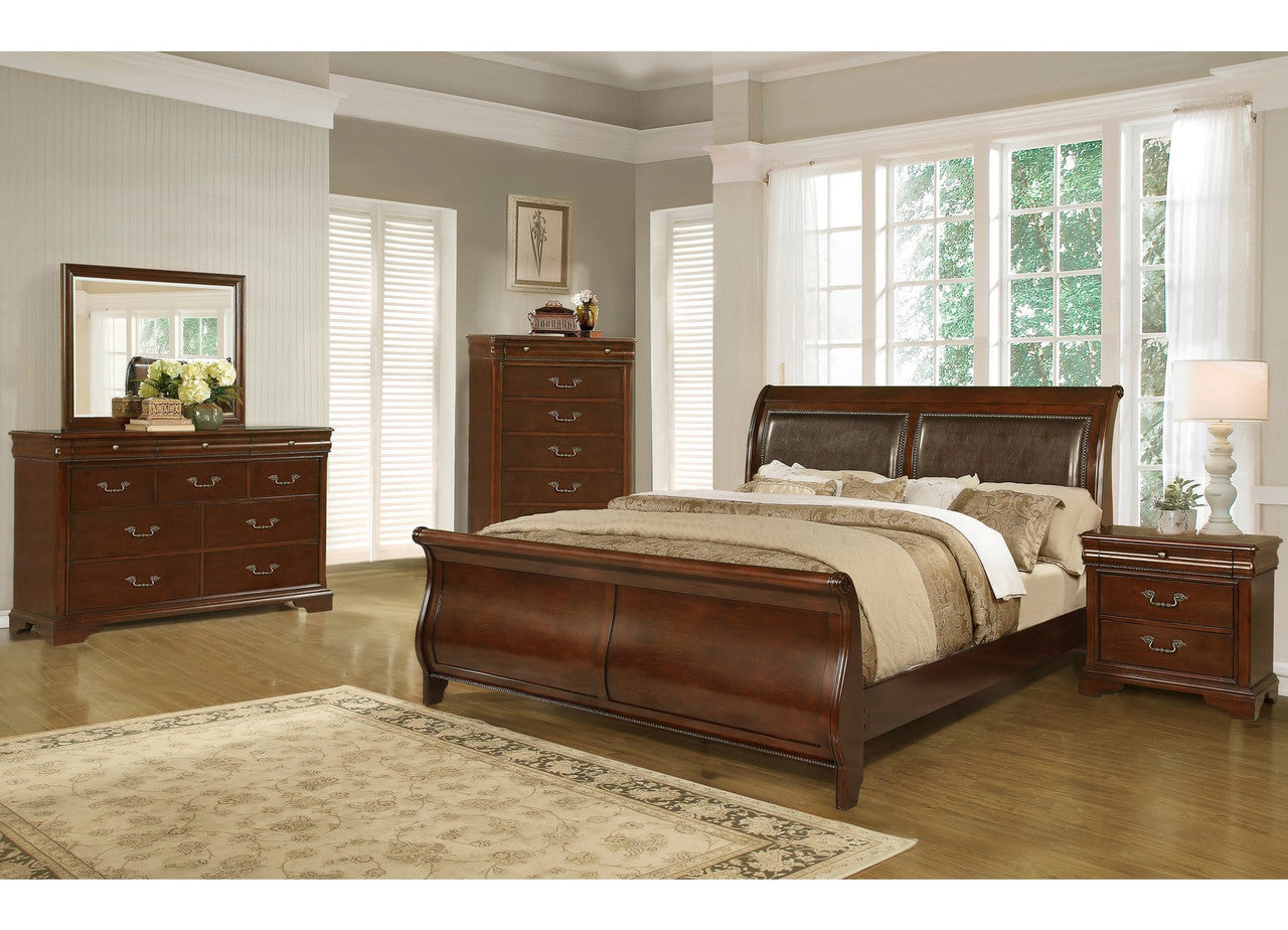 Jewelry Box Cherry Sleigh Queen Bedroom Set