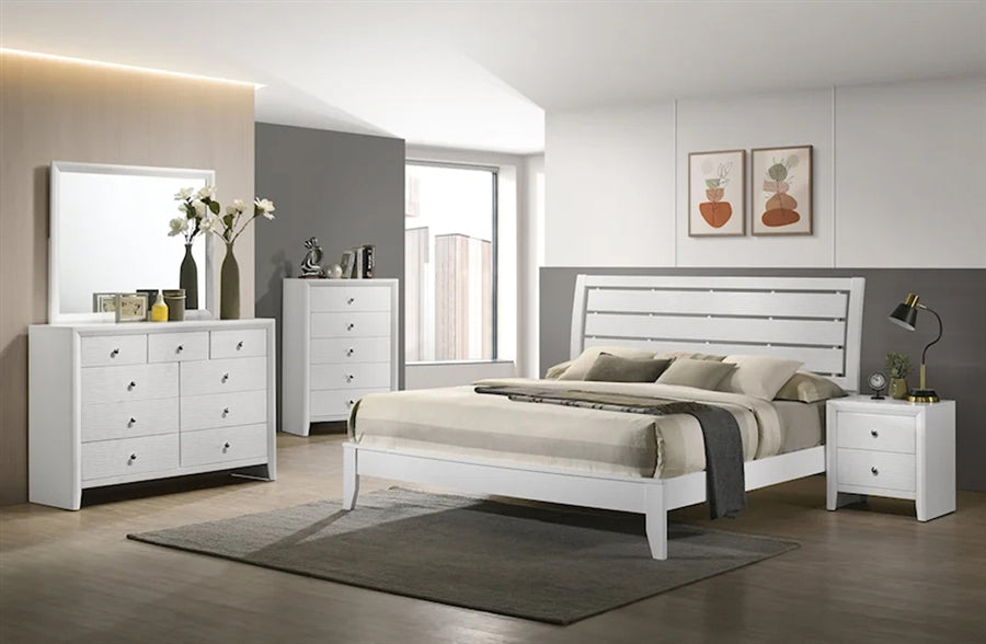 Evan White Curved Panel Queen Bedroom Set