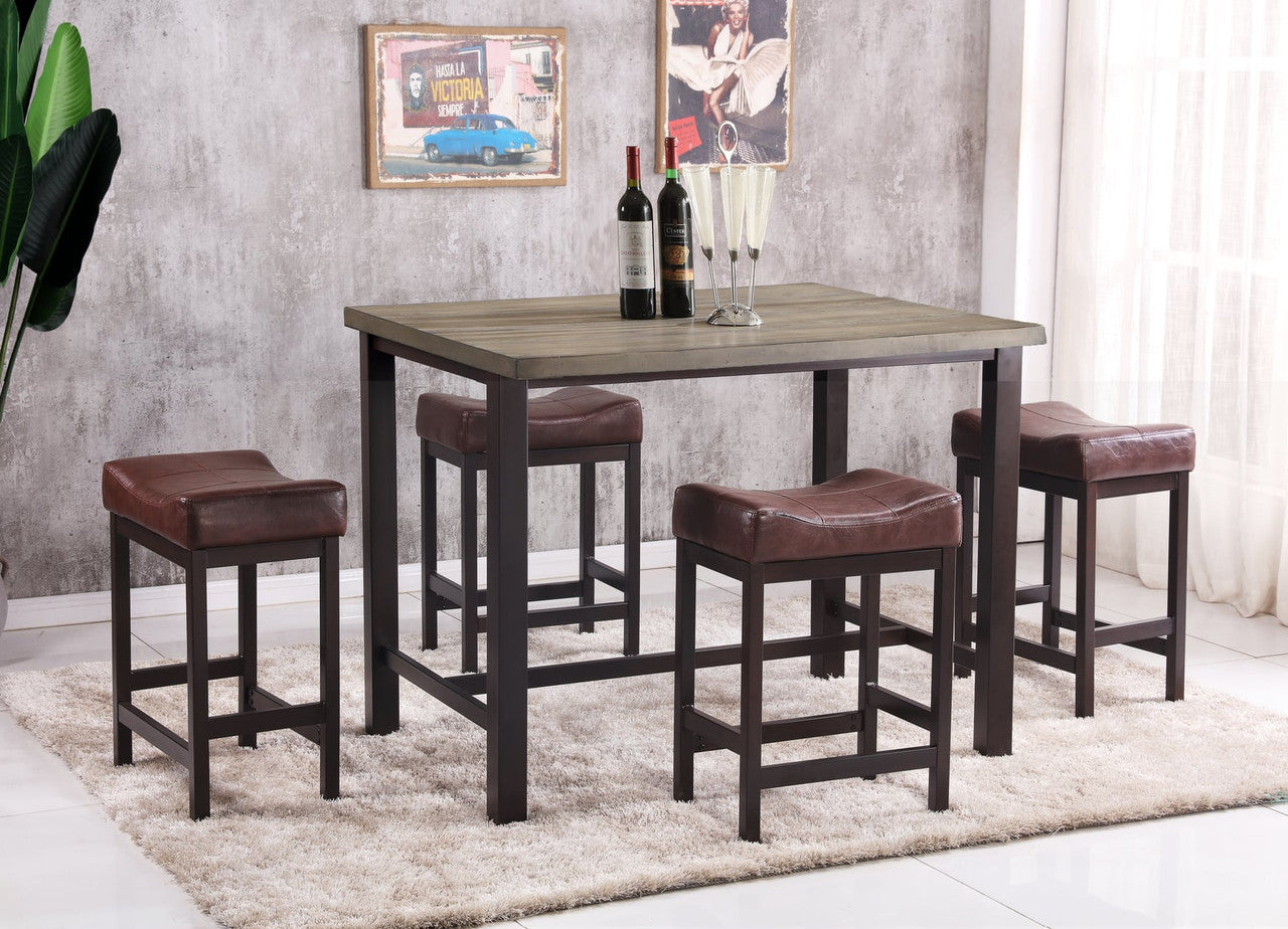 Black Barstool Rustic Walnut Pub Set