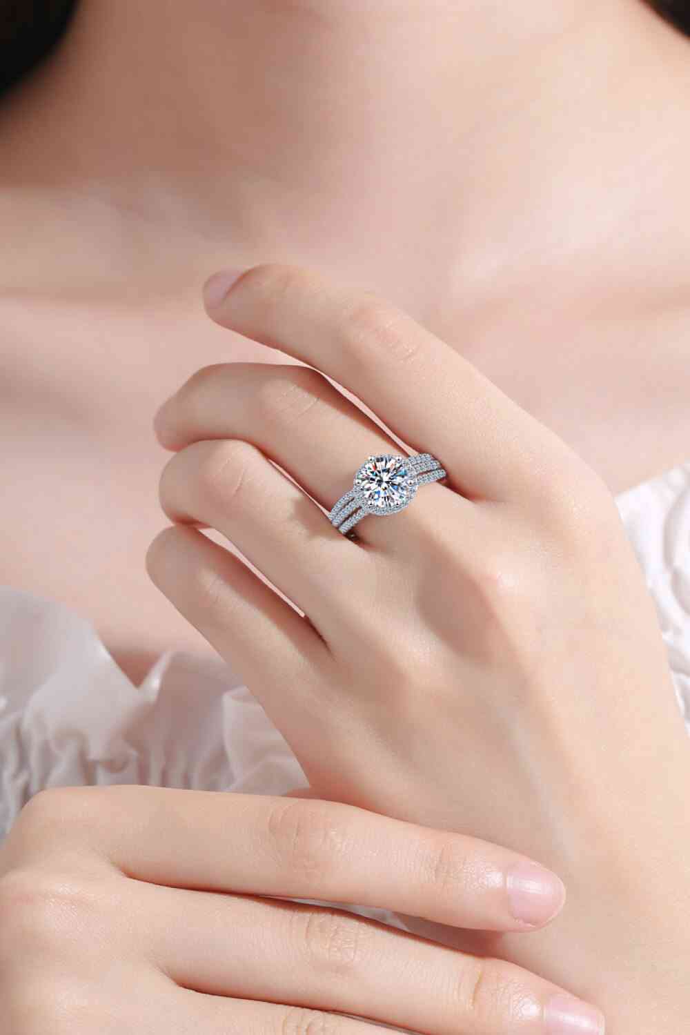 2 Carat Moissanite Sterling Silver Ring