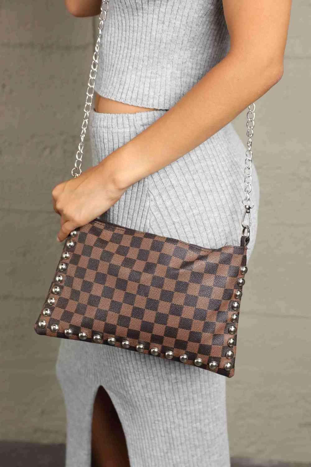 Adored Faux Leather Studded Shoulder Bag