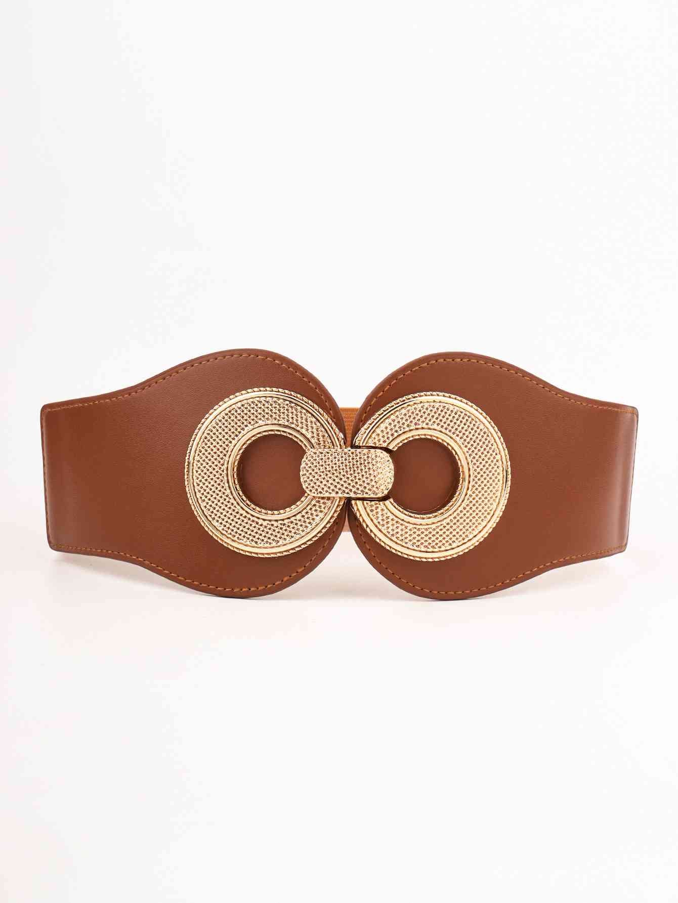 Alloy Buckle Elastic and Faux Leather Belt