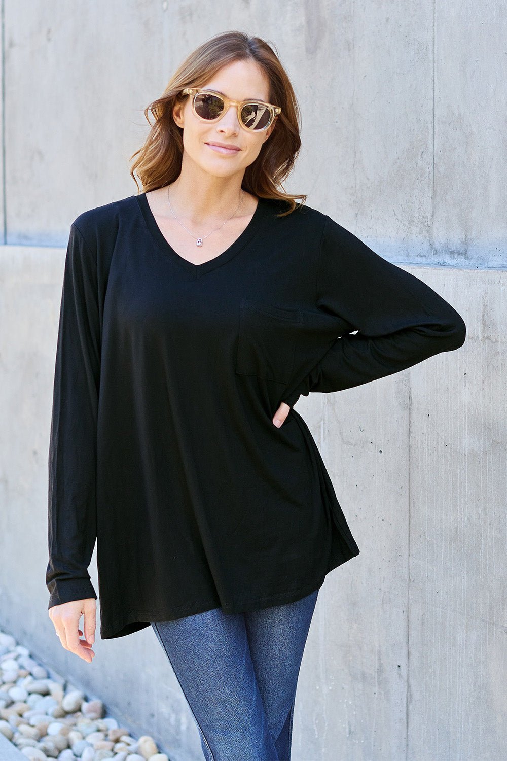 Basic Bae V-Neck Long Sleeve Top