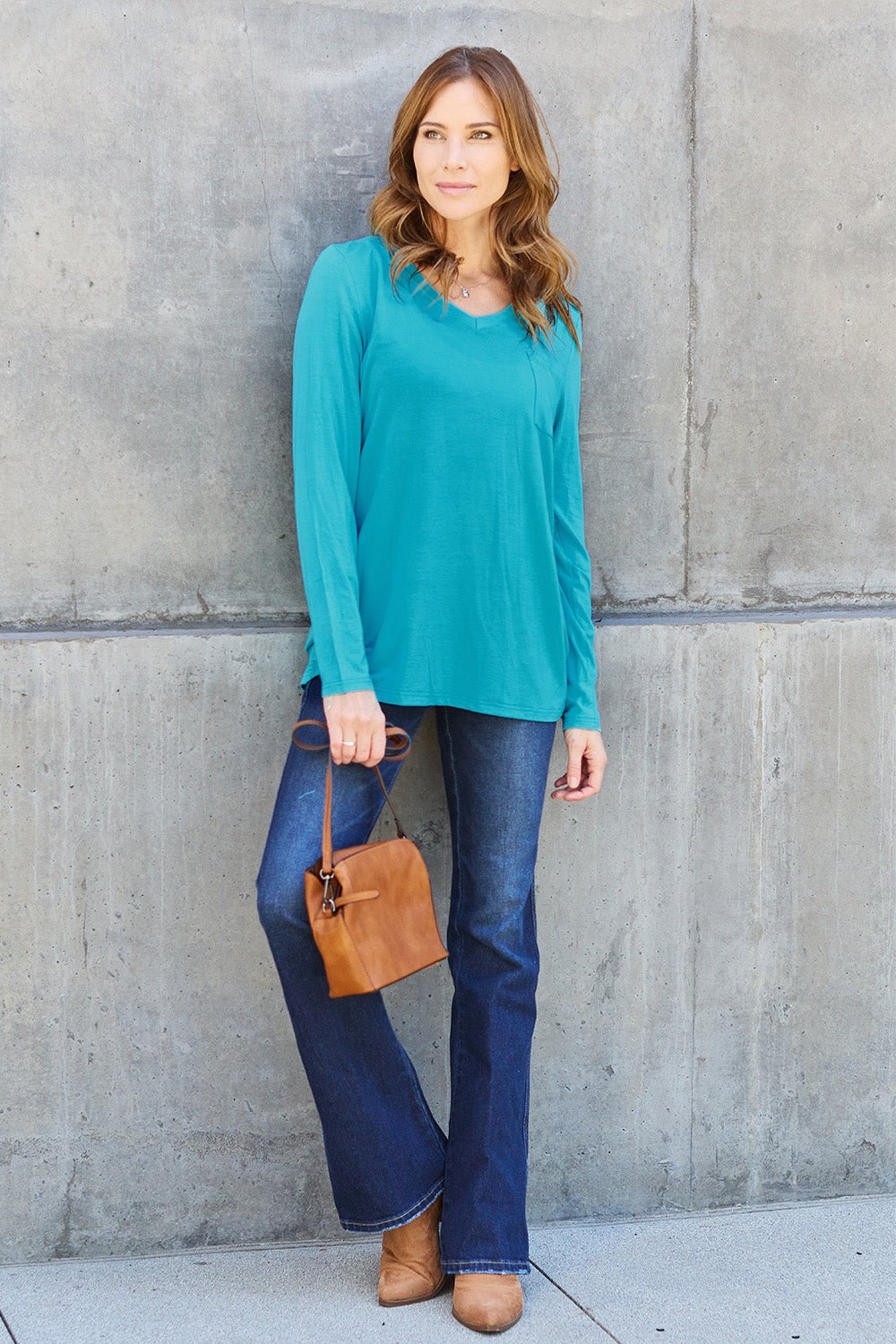 Basic Bae V-Neck Long Sleeve Top