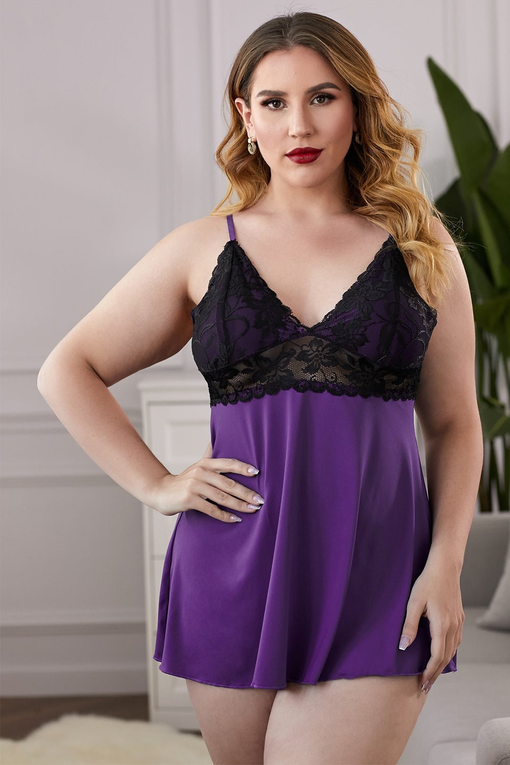 Full Size Lace See-Through Chemise