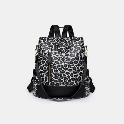 Leopard Print Faux Leather Backpack Bag