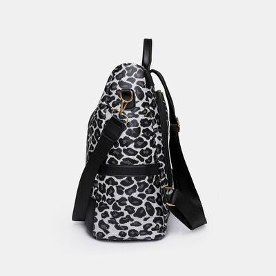 Leopard Print Faux Leather Backpack Bag