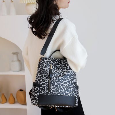 Leopard Print Faux Leather Backpack Bag