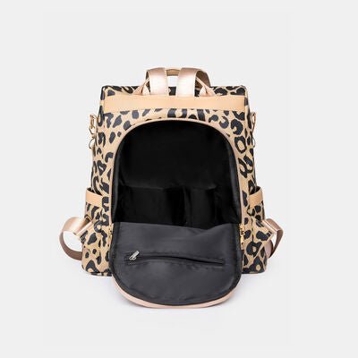 Leopard Print Faux Leather Backpack Bag