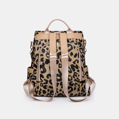Leopard Print Faux Leather Backpack Bag