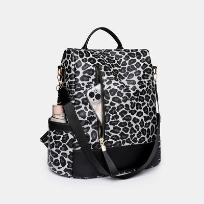 Leopard Print Faux Leather Backpack Bag